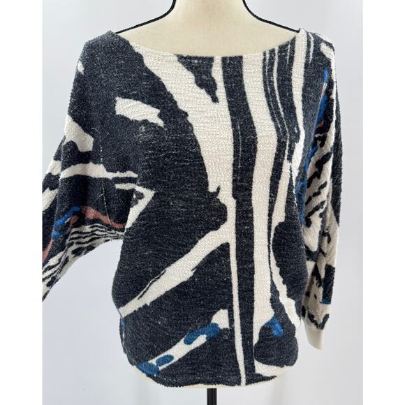 Mother Denim Black White Abstract Sweater Pullover Sweatshirt Cut Medium - Picture 4 of 11